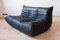 Sofás de tres plazas de cuero negro con sillón esquinero de Michel Ducaroy para Ligne Roset. Juego de 3, Imagen 18