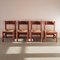 Brutalist Wood & Rush Dining Chairs, 1970s, Set of 4, Image 1