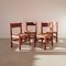 Brutalist Wood & Rush Dining Chairs, 1970s, Set of 4 3