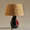 Lampada da tavolo in ceramica nera e rossa, Francia, anni '50, Immagine 3