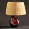 Lámpara de mesa francesa de cerámica negra y roja, años 50, Imagen 8
