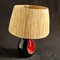 Lámpara de mesa francesa de cerámica negra y roja, años 50, Imagen 4