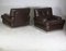 Brown Leather & Stainless Steel Armchairs, France, 1970, Set of 2 19