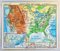 Vintage French Double Sided School Map, Usa, 1960s, Image 6