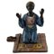 Antique Cold-Painted Praying Man on a Prayer Mat Bronze Shaped Sculpture 1