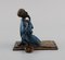 Antique Cold-Painted Praying Man on a Prayer Mat Bronze Shaped Sculpture, Image 4