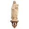Figurine Vierge Traditionnelle en Plâtre dans un Autel en Bois, 1940s 1