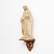 Figurine Vierge Traditionnelle en Plâtre dans un Autel en Bois, 1940s 3