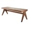 Civil Bench in Wood and Woven Viennese Cane by Pierre Jeanneret for Cassina, Image 1