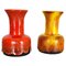 German Yellow-Red Fat Lava Pottery Vases from Jasba, 1970s, Set of 2 1