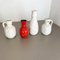 Op-Art Deutsche Rot-Weiße Fat Lava Keramikvasen von Bay Ceramics, 4er Set 3