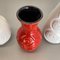 Jarrones Op Art de cerámica Fat Lava en rojo y blanco de Bay Ceramics. Juego de 4, Imagen 9