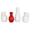 Op Art German Red-White Fat Lava Pottery Vases from Bay Ceramics, Set of 4 1