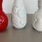 Op Art German Red-White Fat Lava Pottery Vases from Bay Ceramics, Set of 4 10
