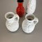 Vases Op Art en Poterie Fat Lava Rouge et Blanc de Bay Ceramics, Allemagne, Set de 4 16