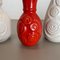 Vases Op Art en Poterie Fat Lava Rouge et Blanc de Bay Ceramics, Allemagne, Set de 4 8