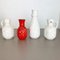 Op-Art Deutsche Rot-Weiße Fat Lava Keramikvasen von Bay Ceramics, 4er Set 2