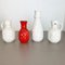 Op Art German Red-White Fat Lava Pottery Vases from Bay Ceramics, Set of 4 2