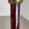 Modernist Italian Red Catalina and Brass Tube Table Light, 1960s 13