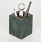 Mid-Century Italian Solid Green Marble & Brass Squared Pen Holder, 1990s 18