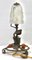 Art Nouveau French Wrought Iron Lamp with Glass Shade, 1920s 2