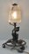 Art Nouveau French Wrought Iron Lamp with Glass Shade, 1920s 6