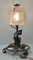 Art Nouveau French Wrought Iron Lamp with Glass Shade, 1920s, Image 6