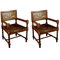 Antique Swedish Folk Art Country Carver Chairs in Kurbits Faux Wood Grain, Set of 2 1