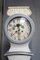 Antique Swedish White Grey Fryksdale Carved Hood Detail Mora Clock, 1800s 3