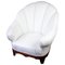 Art Deco Swedish Shellback White Italian Leather Fluted Decoration Armchair 1