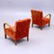 Art Deco Swedish Early Mid-20th Century Honey Color Red Armchairs, Set of 2 3