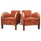 Art Deco Swedish Antique Red Golden Birch Bentwood Armchairs, Set of 2 1