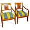 Schwedische Antike Biedermeier Carver Chairs mit Intarsien & Quadratischen Rückenlehnen, 1800er, 2er Set 1