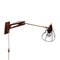 Mid-Century Teak & Brass Swing Arm Wall Lamp 1