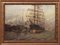 Friedrich Harden, Lively Hamburg Harbor with Four-Masted Barque and Steamship, 1920s, Framed 1