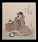 Stampa di Yanagawa Shigenobu, A Geisha per uno spettacolo Shamisen per il nuovo anno, XVIII secolo, Immagine 1