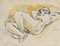 Mino Maccari, Reclined Nude, Original China Ink and Watercolor, Mid-20th Century 1