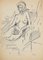 Mino Maccari, Reclined Nude, Original Drawing, Mid-20th Century 1