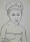 Portrait de Jeune Femme, Dessin Original, 1953 1