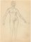 Desnudo de pie con cara sonriente, dibujo original, principios del siglo XX, Imagen 1