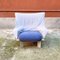Italian Post-Modern Wood & Grey-Blue Fabric Armchairs, 1980s, Set of 2, Image 5