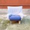 Italienische postmoderne Sessel aus Holz & grau-blauem Stoff, 1980er, 2er Set 5