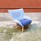 Italian Post-Modern Wood & Grey-Blue Fabric Armchairs, 1980s, Set of 2 6