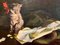 Bruno Amadio, Cat Playing with Gazzettino Veneto, 20th-Century, Oil on Canvas, Framed 3