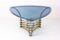 Triangular Dining Table with Blue Shaded Glass, 1970s 5