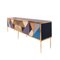 Italian Mid-Century Style Colored Glass and Brass Sideboard, Image 3