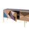 Italian Mid-Century Style Colored Glass and Brass Sideboard 4