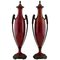 Art Deco Vases in Red Ceramic and Bronze by Paul Milet for Sèvres, Set of 2 1