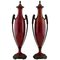 Art Deco Vases in Red Ceramic and Bronze by Paul Milet for Sèvres, Set of 2, Image 1