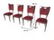 Vintage Crimson Velvet & Wood Chairs by Paolo Buffa, Italy, Set of 4 7